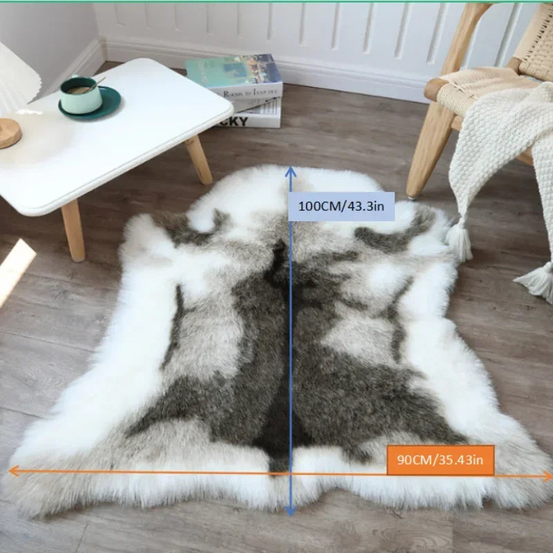 Modern Minimalist Machine Washable Faux Reindeer Fur Carpet Bedroom Blanket Floor Mat Bedside Faux Animal Blanket