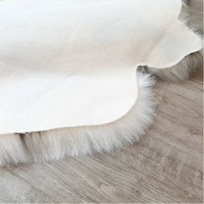 Modern Minimalist Machine Washable Faux Reindeer Fur Carpet Bedroom Blanket Floor Mat Bedside Faux Animal Blanket