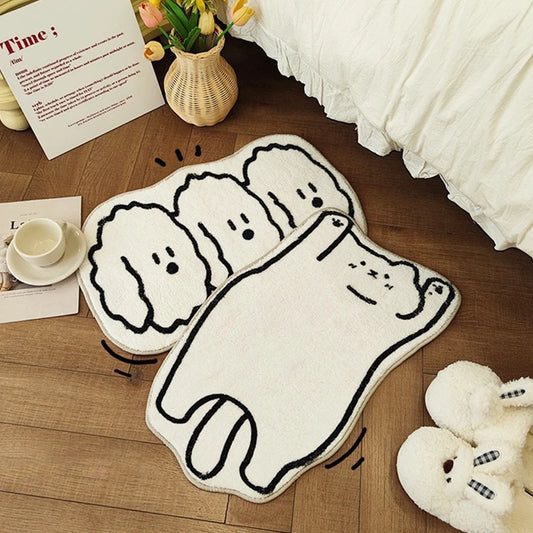 Cute Cat Shaped Rug Cartoon Carpet for Bedroom Bedside Area Rugs Cute Dog Cat Soft Floor Mat Living Room Floor Mat Decortion