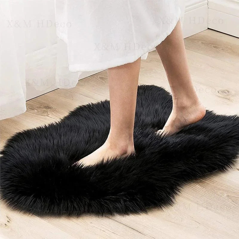 40x60cm/60x90cm/75x100cm Imitation Wool Pad New Sheepskin Soft Fur Carpet Long Hair Fish Shape Plush Rugs Bedroom