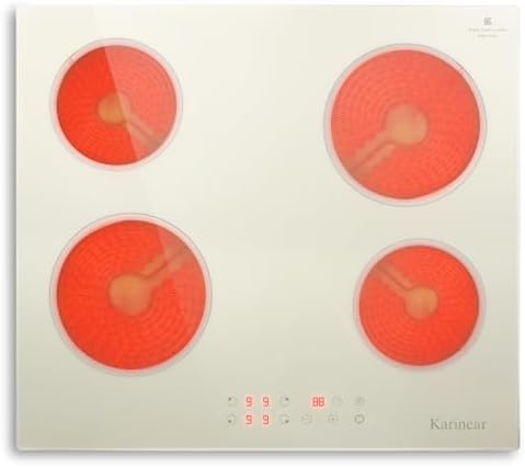 Karinari 24-Inch White Glass Electric Cooktop