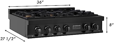 ZLINE Legacy 36-in Gas Range Italian Brass 6 Burners Black Stainless Steel
