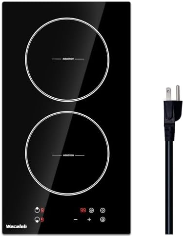 Weceleh 12-inch Induction Cooktop - 2 Burners 3300W Child Safety Timer
