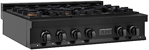 ZLINE Legacy 36-in Gas Range Italian Brass 6 Burners Black Stainless Steel