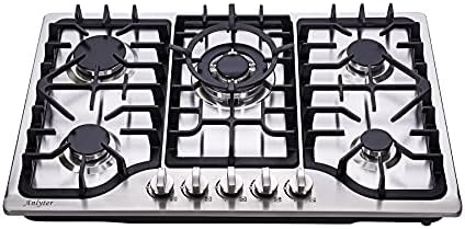 30-Inch Stainless Steel Dual-Fuel Gas Cooktop With Wok Stand