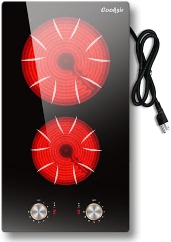 Compact Powerful 2-Burner Electric Cooktop for Home Camping