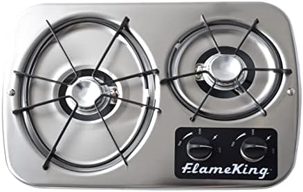 Flame King 7200 5200 BTU Propane Cooktop Bundle for RV Campers