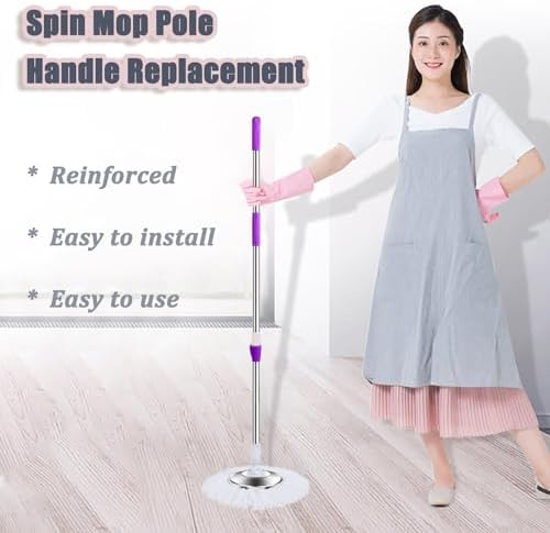 49-inch 360 Degree Rotating Telescopic Spin Mop Handle - Space Saving Durable