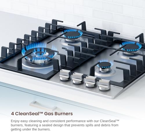 Instant-Powered 4-Burner Dual-Fuel Gas Cooktop Stainless Steel Perfect Cooking