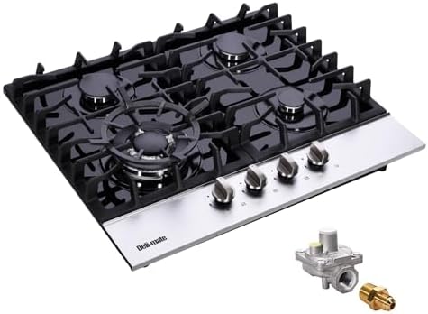 Versatile 24-Inch Dual-Fuel Built-In Gas Cooktop with Tempered Glass