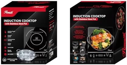 Rosewill 1800W Induction Cooktop 10-inch apt Stainless Steel Talking Monitoring Cooktop