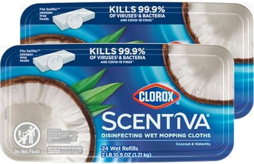 Clorox Scentiva Disinfecting Wet Mop Pad Coconut Waterlily 24 Wet Refills
