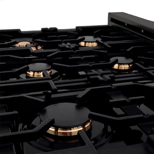 ZLINE Legacy 36-in Gas Range Italian Brass 6 Burners Black Stainless Steel