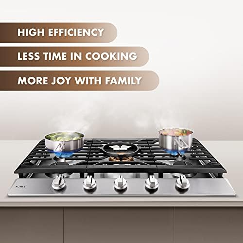 FOTILE 36 5-Burner Gas Cooktop with Flame Protection Stainless Steel