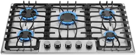 5-Burner Gas Cooktop High Power Dual Fuel with Thermocouple Protection