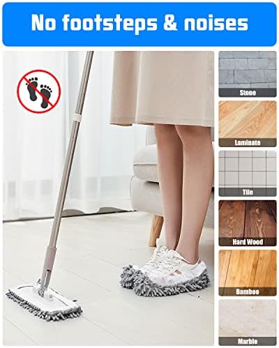 8-Piece Reusable Mop Slippers Washable Floor Cleaners Grey
