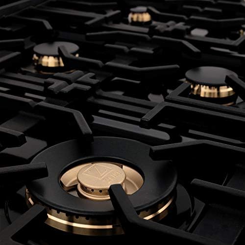 ZLINE Legacy 36-in Gas Range Italian Brass 6 Burners Black Stainless Steel
