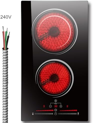 12-Inch Electric Cooktop with Ceramic Surface Built-in Design