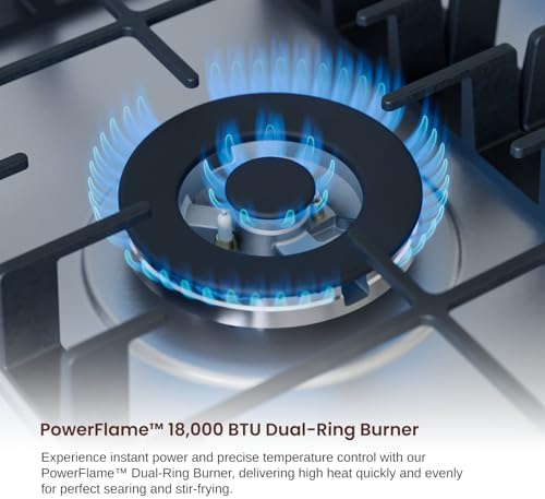 Instant-Powered 4-Burner Dual-Fuel Gas Cooktop Stainless Steel Perfect Cooking