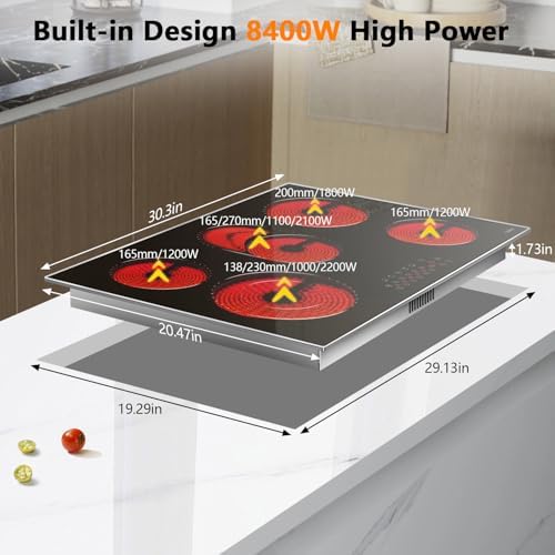 Modern Black 30 Electric Cooktop 8400W
