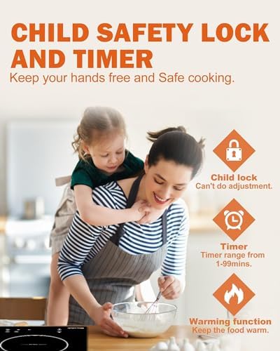 Weceleh 12-inch Induction Cooktop - 2 Burners 3300W Child Safety Timer