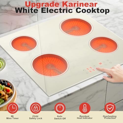 Karinari 24-Inch White Glass Electric Cooktop