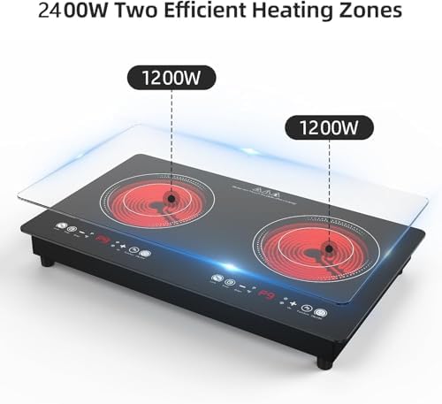 Bright Red 24-inch Electric Cooktop 2400W