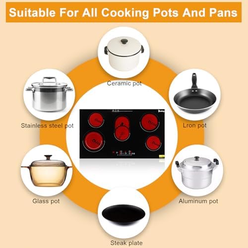Winado 5-Burner Electric Dual Surface Cooktop with Timer Safety Lock