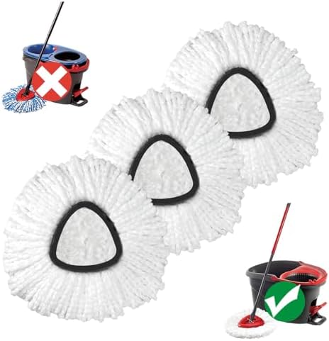 3-Piece Premium Microfiber Mop Replace Head EasyWring 1-Tank System Machine Washable