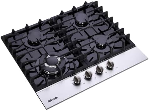 Versatile 24-Inch Dual-Fuel Built-In Gas Cooktop with Tempered Glass