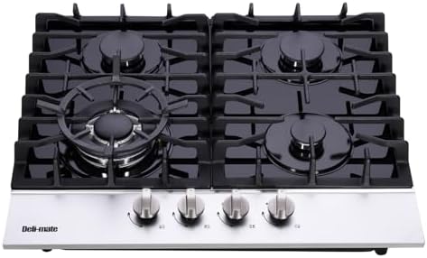 Versatile 24-Inch Dual-Fuel Built-In Gas Cooktop with Tempered Glass