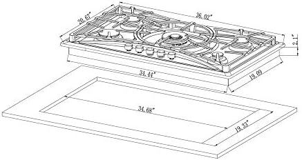 36-Inch LPGNG Convertible Gas Stove with Flame Protection