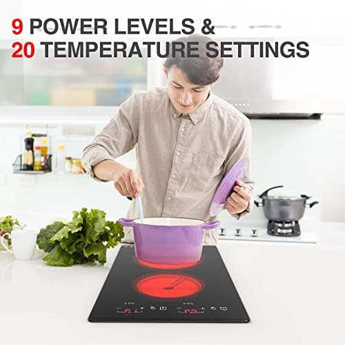 Dual 110V Electric Cooktop 2-Burner 12-inch 20 Temperature Settings