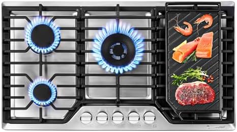 AMZCHEF 36-inch Gas Cooktop with 5Italian Sabaf Burners