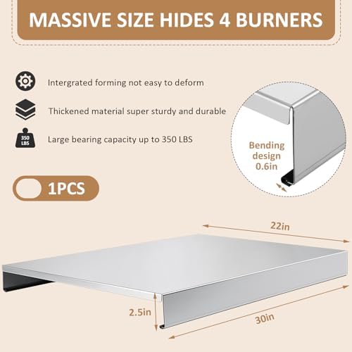 Therwen Stainless Steel Gas Stove Top Cover Extra Work Counter Safety Design