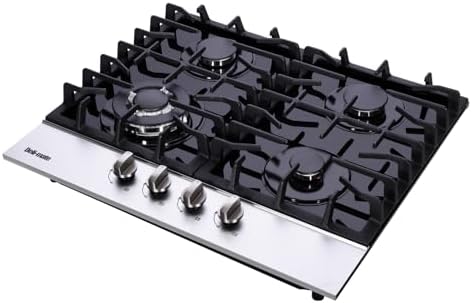 Versatile 24-Inch Dual-Fuel Built-In Gas Cooktop with Tempered Glass