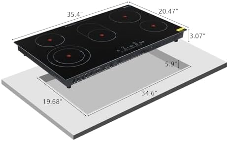 Winado 5-Burner Electric Dual Surface Cooktop with Timer Safety Lock