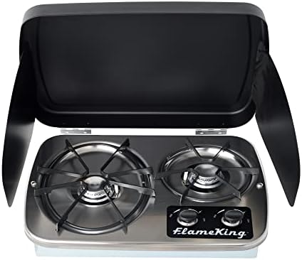 Flame King YSNHT600 Pro 2-Burner LP Cooktop Self-Igniting Compact Design