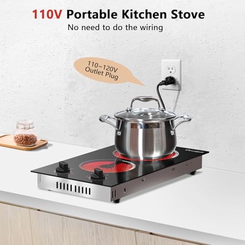 110V Professional 2-Burner Electric Cooktop - Durable Efficient