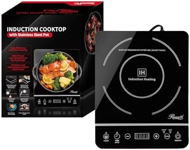 Rosewill 1800W Induction Cooktop 10-inch apt Stainless Steel Talking Monitoring Cooktop