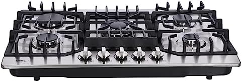 Deli-Kit 30-Inch Stainless Steel Gas Cooktop 5 Burners Dual Fuel