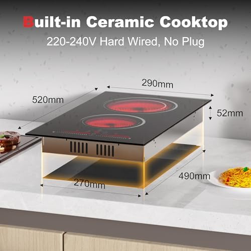 12-Inch Electric Cooktop with Ceramic Surface Built-in Design