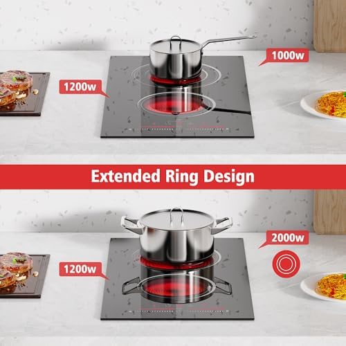 12-Inch Electric Cooktop with Ceramic Surface Built-in Design