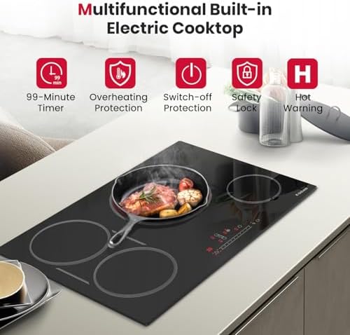 GASLAND 4-Burner Built-In Electric Cooktop With Ceramicsurface 3800W Child Safety