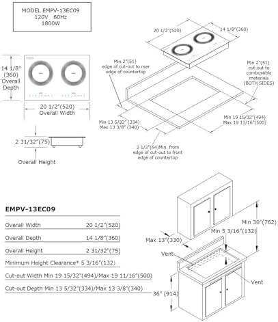 Empava Dual Burner Induction Cooktop for Kitchen RV Use
