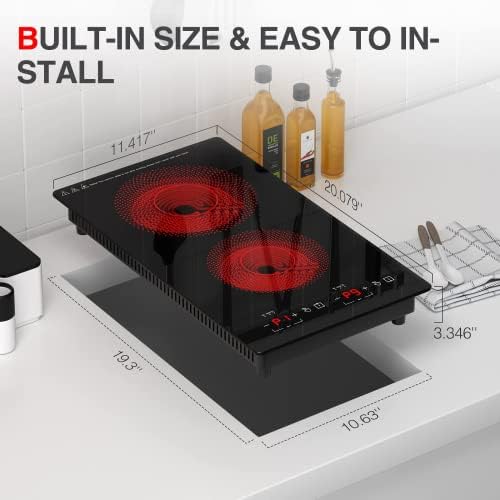 Dual 110V Electric Cooktop 2-Burner 12-inch 20 Temperature Settings