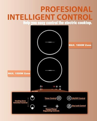 Weceleh 12-inch Induction Cooktop - 2 Burners 3300W Child Safety Timer