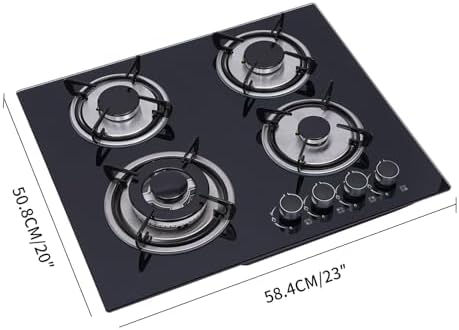 Sturdy 23-inch Gas Cooktop 4 Burners Flame-Saver Design