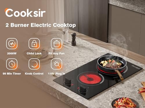 110V Professional 2-Burner Electric Cooktop - Durable Efficient
