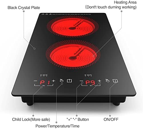 Dual 110V Electric Cooktop 2-Burner 12-inch 20 Temperature Settings